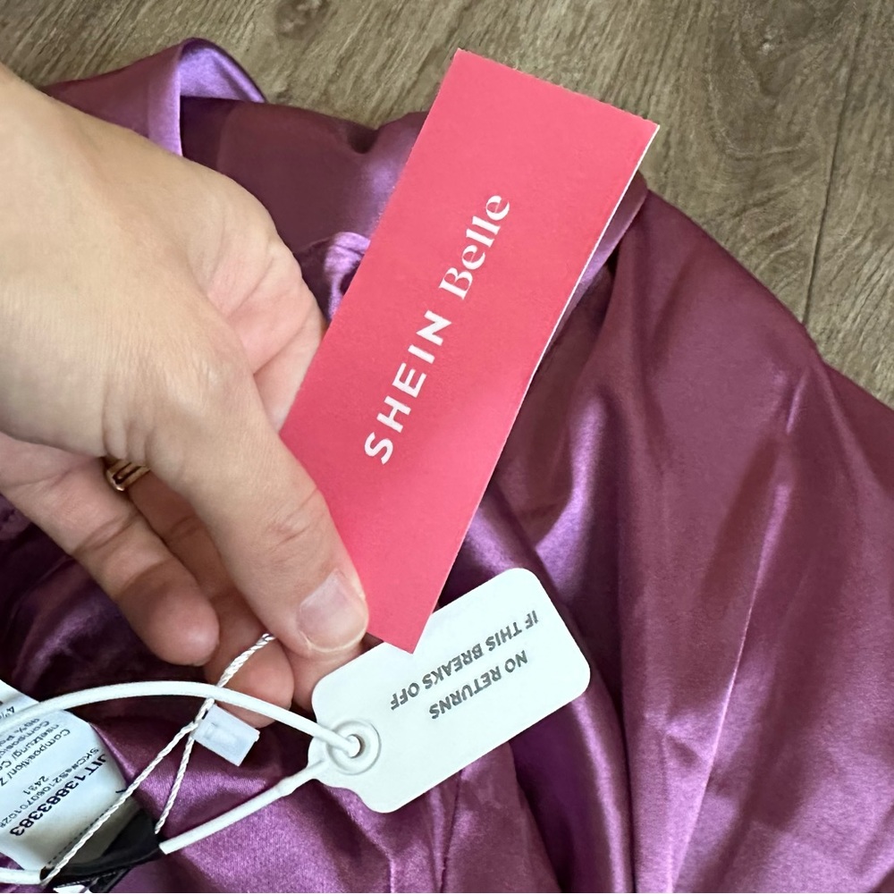 SHEIN BELLE Purple Satin Split Thigh Bridesmaid Dress - Picture 8 of 8